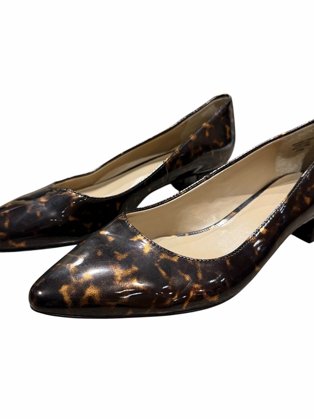 Ann Taylor Tortoise Shell Pumps Size 8.5 Brown Office Business Casual Fall - Picture 2 of 12